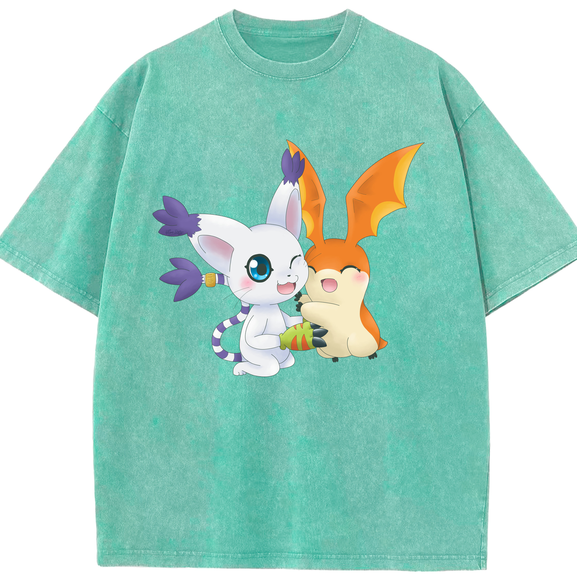（画像用） Digimon デジタルモンスター/デジモン 綿100% ヴィンテージ風 半袖Tシャツ（フロントプリント）